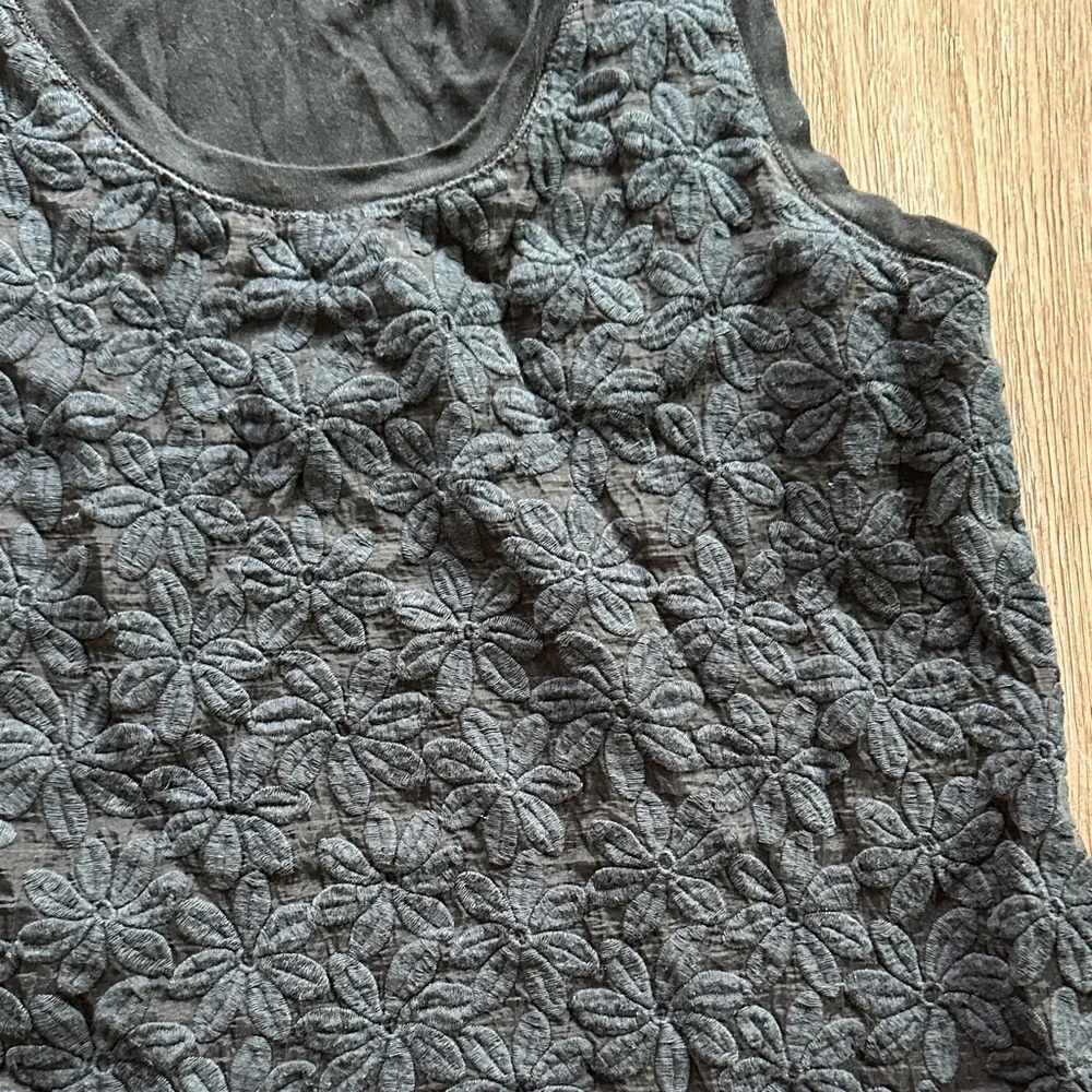 J.Crew Floral Lace Overlay Tank Top Black‎ Size Small Whimsigoth Y2K